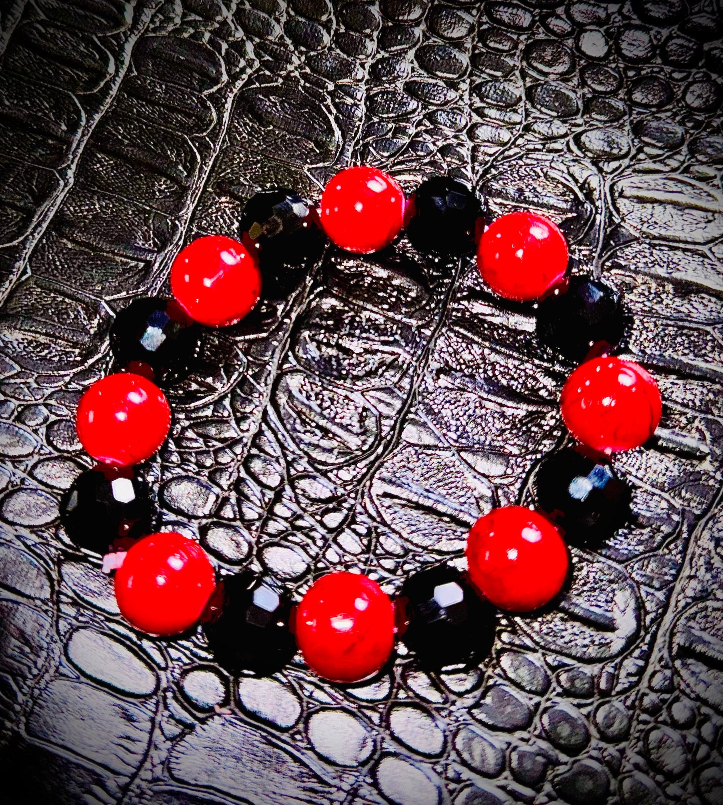 Red & Black Mable Glitter Bead Bracelet